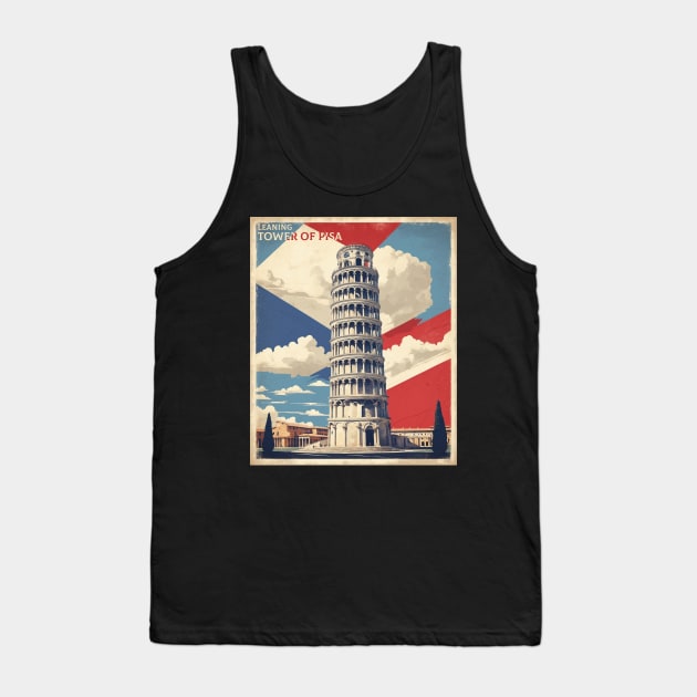 Leaning Tower of Pisa Italy Vintage Tourism Travel Poster Tank Top by TravelersGems